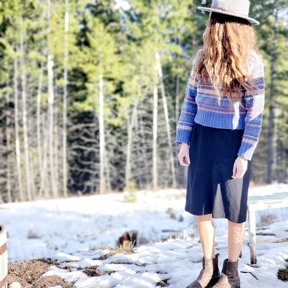 Vintage Black Wool Skirt - Picture 2 of 6